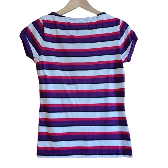 Helly Hansen white pink purple striped short-sleeved coastal core tee shirt - Picture 4 of 8